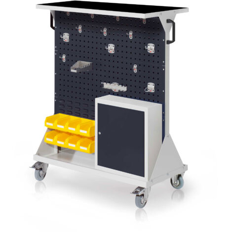 Kappes RasterMobil® mobiler Arbeitsplatzschrank Größe 3 1270x1000x500mm 31-teilig mit Auflageboden inkl. Riffelgummimatte und Einhängeschrank anthrazitgrau