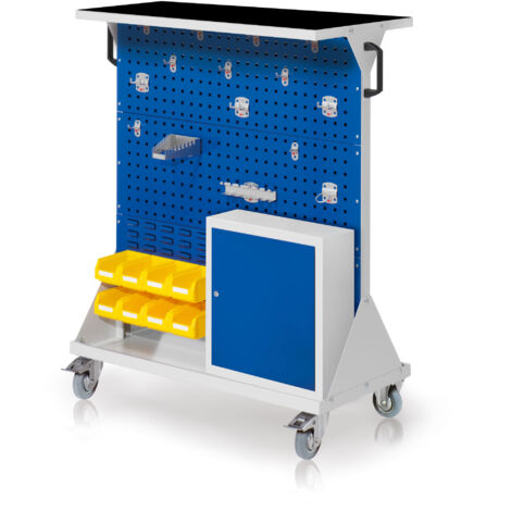 Kappes RasterMobil® mobiler Arbeitsplatzschrank Größe 3 1270x1000x500mm 31-teilig mit Auflageboden inkl. Riffelgummimatte und Einhängeschrank enzianblau