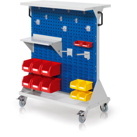 Kappes RasterMobil® mobiler Arbeitsplatzschrank Größe 3 1270x1000x500mm 32-teilig mit Ablageboden aus Stahlblech - enzianblau