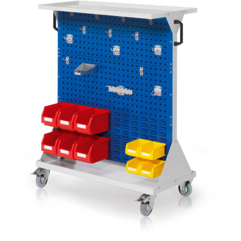 Kappes RasterMobil® mobiler Arbeitsplatzschrank Größe 3 1270x1000x500mm 32-teilig mit Auflageboden aus Stahlblech - enzianblau