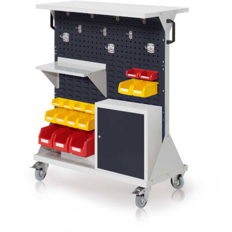 Kappes RasterMobil® mobiler Arbeitsplatzschrank Größe 3 1270x1000x500mm 34-teilig mit Ablageboden und Einhängeschrank anthrazitgrau