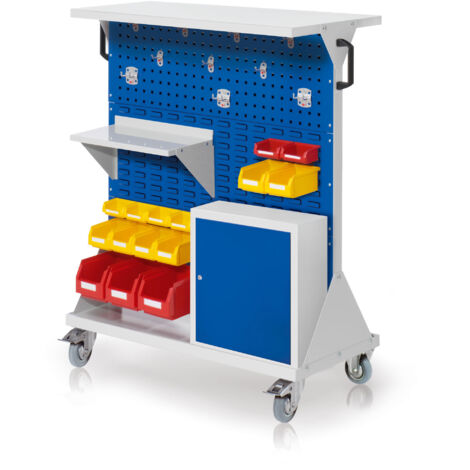 Kappes RasterMobil® mobiler Arbeitsplatzschrank Größe 3 1270x1000x500mm 34-teilig mit Ablageboden und Einhängeschrank enzianblau