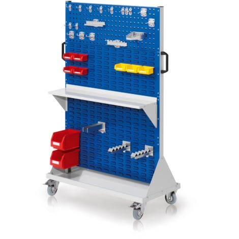 Kappes RasterMobil® mobiler Arbeitsplatzschrank Größe 4 1580x1000x500mm 2x Lochplatte 6x Schiltzplatte 37-teilig enzianblau
