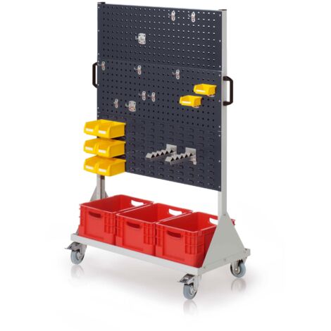 Kappes RasterMobil® mobiler Arbeitsplatzschrank Größe 4 1580x1000x500mm 4 Lochplatten 2 Schlitzplatten 31-teilig anthrazitgrau