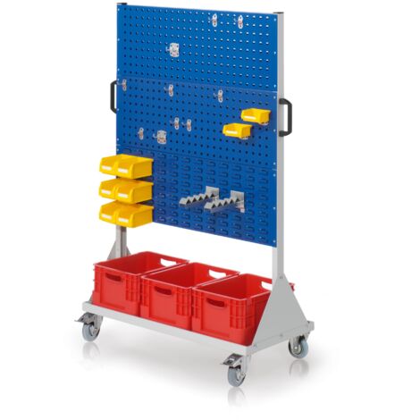 Kappes RasterMobil® mobiler Arbeitsplatzschrank Größe 4 1580x1000x500mm 4 Lochplatten 2 Schlitzplatten 31-teilig enzianblau