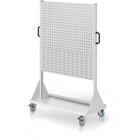 Kappes RasterMobil® mobiler Arbeitsplatzschrank Größe 4 1580x1000x500mm 4 Lochplatten 2 Schlitzplatten 6-teilig lichtgrau