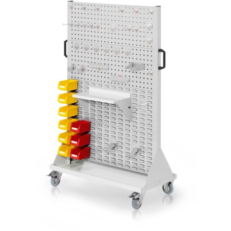 Kappes RasterMobil® mobiler Arbeitsplatzschrank Größe 4 1580x1000x500mm 4x Lochplatte 4x Schiltzplatte 47-teilig lichtgrau