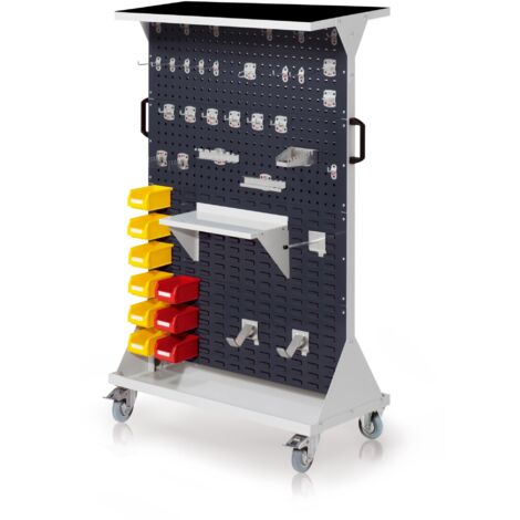 Kappes RasterMobil® mobiler Arbeitsplatzschrank Größe 4 1580x1000x500mm 4x Lochplatte 4x Schlitzplatte 50-teilig mit Auflageboden inkl. Riffelgummimatte anthrazitgrau
