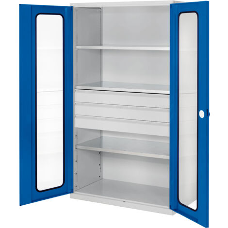 Kappes ®RasterPlan Großvolumenschränke 1950x1130x590mm Sichtfenstertüren Modell 4 enzianblau