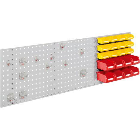 Kappes ®RasterPlan Kombiplattenset 3 1x Lochplatte 1500x450mm 1x Zubehörsortiment 32-teilig Lichtgrau RAL 7035