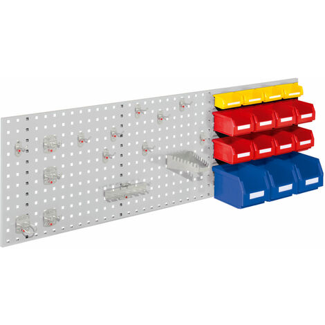 Kappes ®RasterPlan Kombiplattenset 4 1x Lochplatte 1500x450mm 1x Zubehörsortiment 25-teilig Lichtgrau RAL 7035