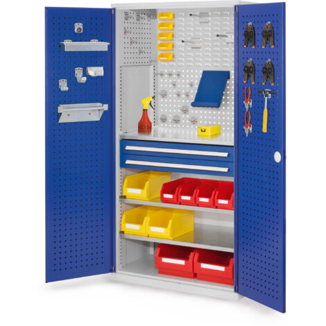 Kappes ®RasterPlan Schubladenschränke 1950x1000x600mm Lochplattentüren Modell 11 enzianblau