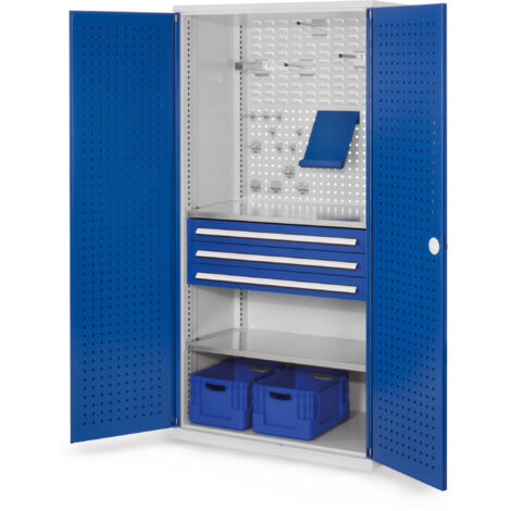 Kappes ®RasterPlan Schubladenschränke 1950x1000x600mm Lochplattentüren Modell 12 enzianblau