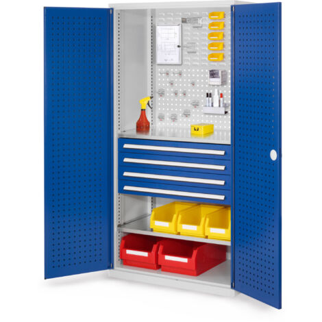 Kappes ®RasterPlan Schubladenschränke 1950x1000x600mm Lochplattentüren Modell 13 enzianblau
