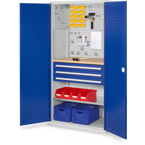 Kappes ®RasterPlan Schubladenschränke 1950x1000x600mm Lochplattentüren Modell 15 enzianblau