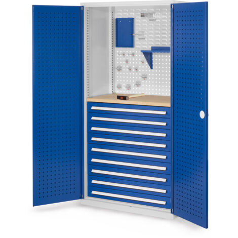 Kappes ®RasterPlan Schubladenschränke 1950x1000x600mm Lochplattentüren Modell 17 enzianblau