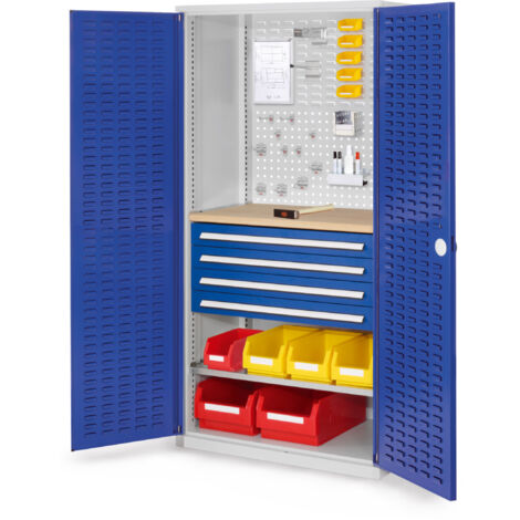 Kappes ®RasterPlan Schubladenschränke 1950x1000x600mm Schlitzplattentüren Modell 26 enzianblau