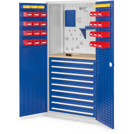 Kappes ®RasterPlan Schubladenschränke 1950x1000x600mm Schlitzplattentüren Modell 27 enzianblau