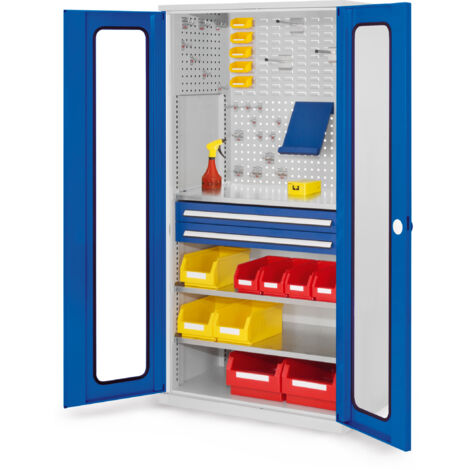 Kappes ®RasterPlan Schubladenschränke 1950x1000x600mm Sichtfenstertüren Modell 31 enzianblau
