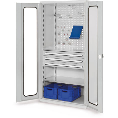 Kappes ®RasterPlan Schubladenschränke 1950x1000x600mm Sichtfenstertüren Modell 32 lichtgrau