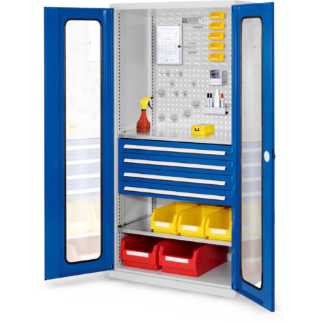 Kappes ®RasterPlan Schubladenschränke 1950x1000x600mm Sichtfenstertüren Modell 33 enzianblau