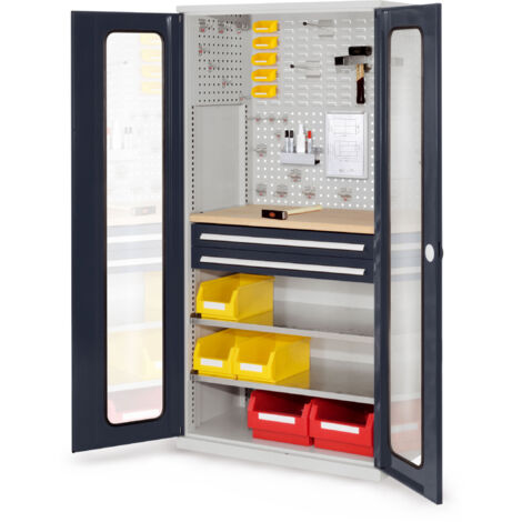 Kappes ®RasterPlan Schubladenschränke 1950x1000x600mm Sichtfenstertüren Modell 34 anthrazitgrau