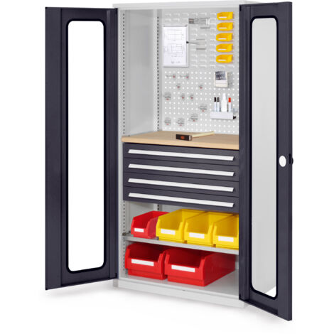 Kappes ®RasterPlan Schubladenschränke 1950x1000x600mm Sichtfenstertüren Modell 36 anthrazitgrau
