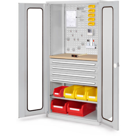 Kappes ®RasterPlan Schubladenschränke 1950x1000x600mm Sichtfenstertüren Modell 36 lichtgrau