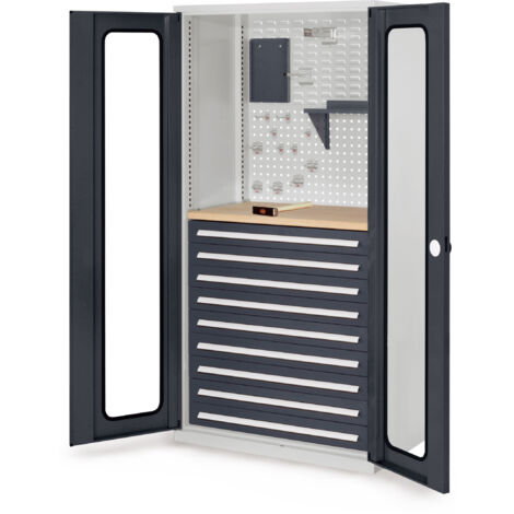 Kappes ®RasterPlan Schubladenschränke 1950x1000x600mm Sichtfenstertüren Modell 37 anthrazitgrau