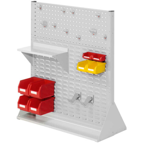Kappes ®RasterPlan Stellwände doppelseitig Größe 3 - 2x Lochplatten 4x Schlitzplatten 1x Zubehörsortiment 21-teilig Lichtgrau RAL 7035
