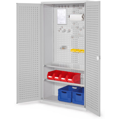 Kappes ®RasterPlan Werkzeugschrank 1950x1000m Modell 5 Tiefe 410mm Lochplattentüren lichtgrau