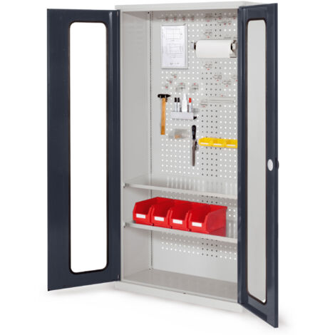Kappes ®RasterPlan Werkzeugschrank 1950x1000m Modell 5 Tiefe 410mm Sichtfenstertüren anthrazitgrau
