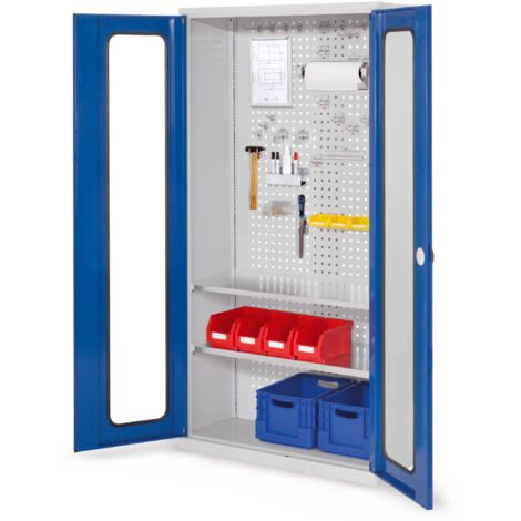 Kappes ®RasterPlan Werkzeugschrank 1950x1000m Modell 5 Tiefe 410mm Sichtfenstertüren enzianblau