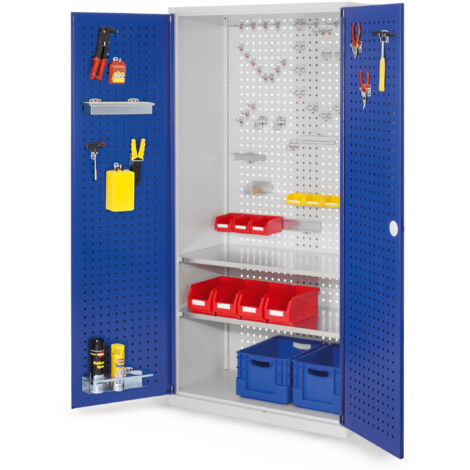 Kappes ®RasterPlan Werkzeugschrank 1950x1000m Modell 5 Tiefe 500mm Lochplattentüren enzianblau