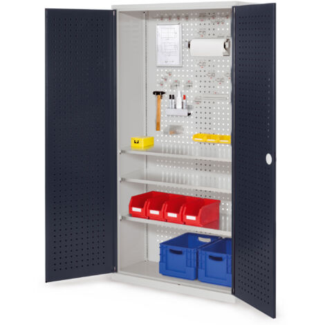 Kappes ®RasterPlan Werkzeugschrank 1950x1000m Modell 6 Tiefe 410mm Lochplattentüren anthrazitgrau