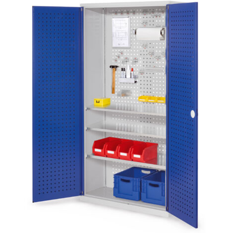 Kappes ®RasterPlan Werkzeugschrank 1950x1000m Modell 6 Tiefe 410mm Lochplattentüren enzianblau