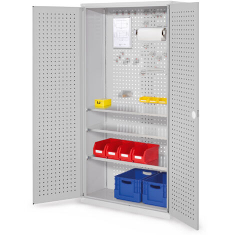 Kappes ®RasterPlan Werkzeugschrank 1950x1000m Modell 6 Tiefe 410mm Lochplattentüren lichtgrau