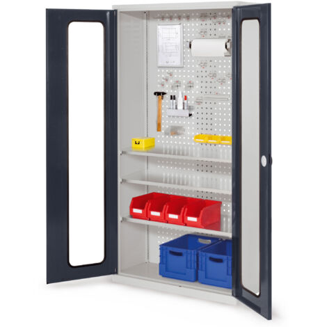 Kappes ®RasterPlan Werkzeugschrank 1950x1000m Modell 6 Tiefe 410mm Sichtfenstertüren anthrazitgrau