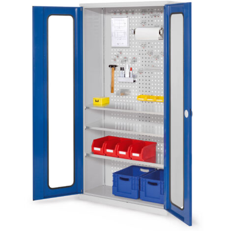Kappes ®RasterPlan Werkzeugschrank 1950x1000m Modell 6 Tiefe 410mm Sichtfenstertüren enzianblau