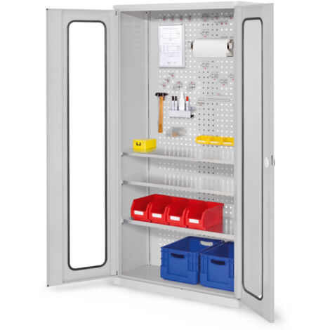 Kappes ®RasterPlan Werkzeugschrank 1950x1000m Modell 6 Tiefe 410mm Sichtfenstertüren lichtgrau