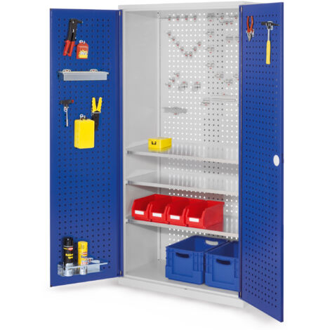 Kappes ®RasterPlan Werkzeugschrank 1950x1000m Modell 6 Tiefe 500mm Lochplattentüren enzianblau