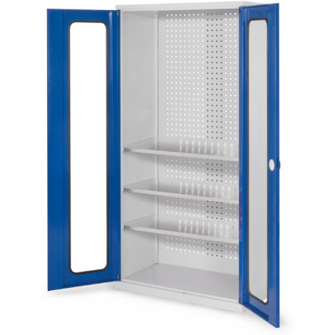 Kappes ®RasterPlan Werkzeugschrank 1950x1000m Modell 6 Tiefe 500mm Sichtfenstertüren enzianblau