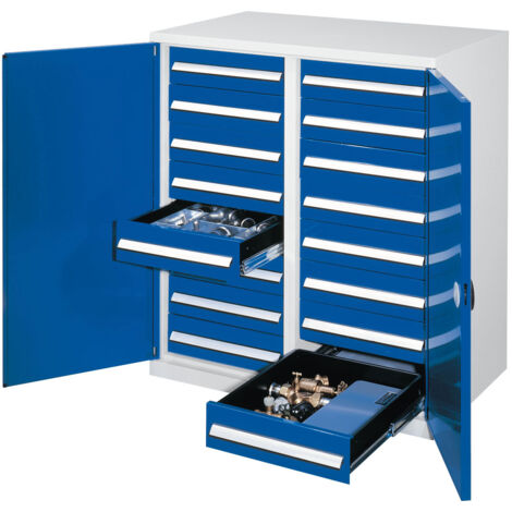 Kappes Schwerlast-Beistellschränke mit Mitteltrennwand 1110x1000x600mm Doppelwandtüren Modell 72 enzianblau