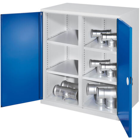 Kappes Schwerlast-Beistellschränke mit Mitteltrennwand 1110x1000x600mm Doppelwandtüren Modell 76 enzianblau