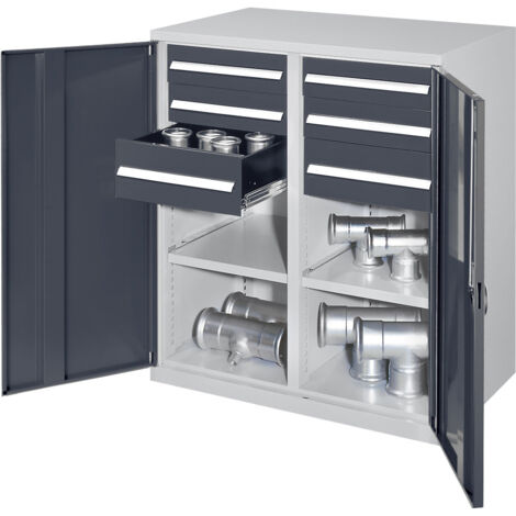 Kappes Schwerlast-Beistellschränke mit Mitteltrennwand 1110x1000x600mm Vollblechtüren Modell 71 anthrazitgrau