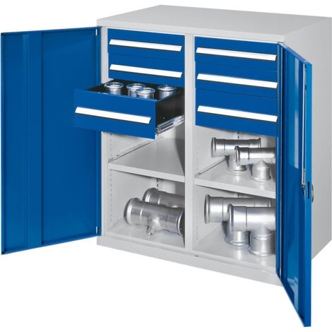 Kappes Schwerlast-Beistellschränke mit Mitteltrennwand 1110x1000x600mm Vollblechtüren Modell 71 enzianblau