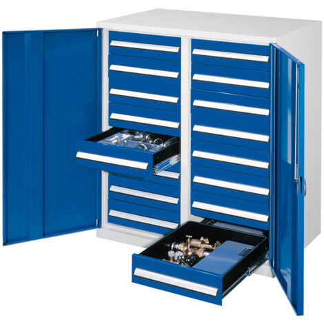 Kappes Schwerlast-Beistellschränke mit Mitteltrennwand 1110x1000x600mm Vollblechtüren Modell 72 enzianblau