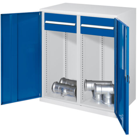 Kappes Schwerlast-Beistellschränke mit Mitteltrennwand 1110x1000x600mm Vollblechtüren Modell 75 enzianblau