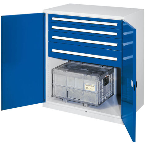 Kappes Schwerlast-Beistellschränke ohne Mitteltrennwand 1110x1000x600mm Modell 62 Doppelwandtüren enzianblau
