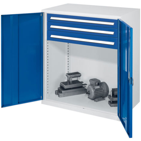 Kappes Schwerlast-Beistellschränke ohne Mitteltrennwand 1110x1000x600mm Modell 65 Vollblechtüren enzianblau